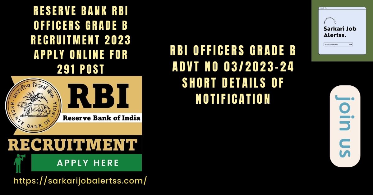 RBI Grade B 2023 Recruitment Reserve Bank Officers Apply Online For 291 ...