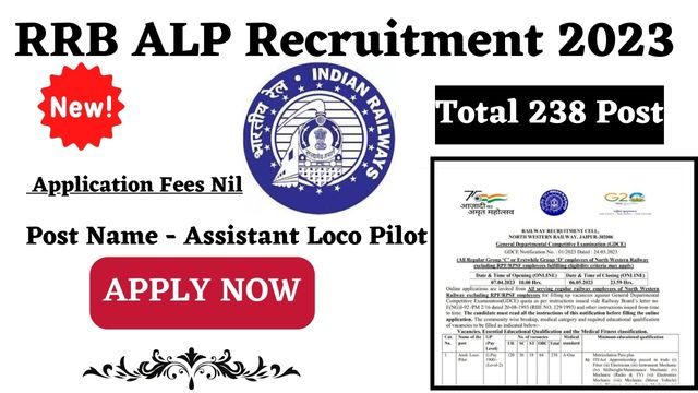 RRB ALP Recruitment 2023 APPLY ONLINE ,238 POSTS ASSISTANT LOCO PILOTS