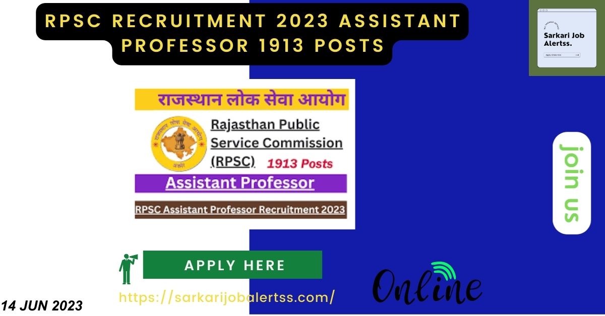 RPSC Assistant Professor Recruitment 2023