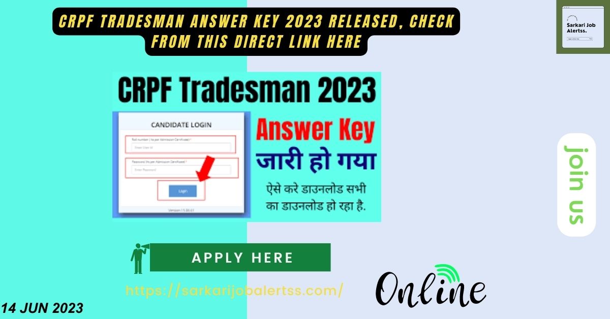 CRPF Tradesman Answer Key 2023