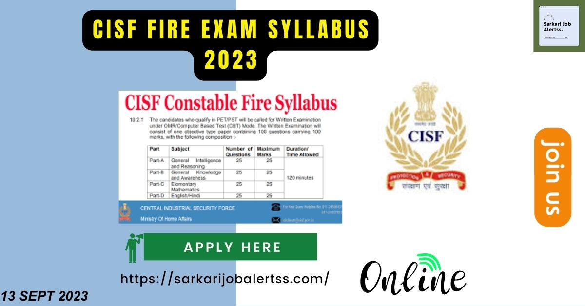 CISF FIRE SYLLABUS