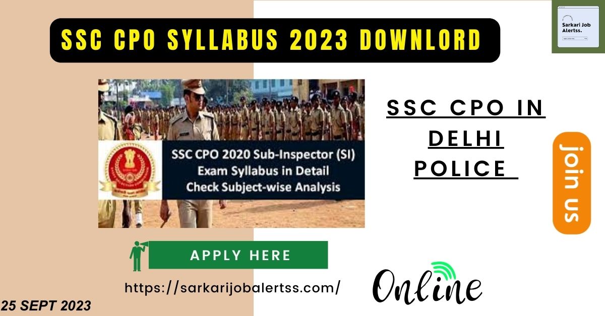 ssc cpo SYLLABUS