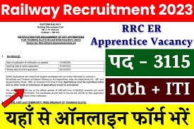 rrc recruitment 2023 Eastern Railway RRC ER Kolkata Apprentices 2023 Apply Online for 3115 Postrrc recruitment 2023 