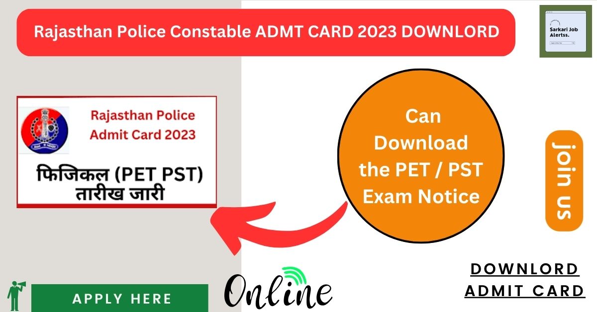 Rajasthan Police Constable ADMT CARD 2023