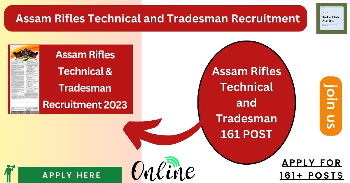 Assam Rifles Technical and Tradesman Recruitment Rally 2024